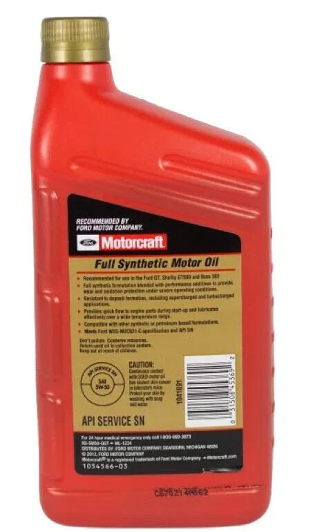 7 Quarts Motor Oil OEM FORD MOTORCRAFT Fully Synthetic SAE 5W50
