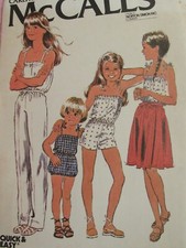 VTG 79 McCALLS 6598 Girls Jumpsuit in 2 lengths Wrap Skirt PATTERN 7/26B UC