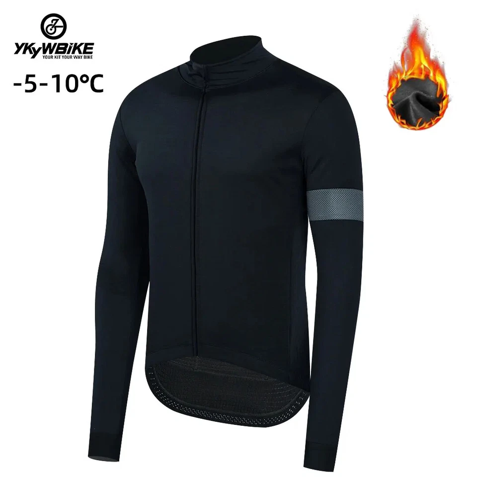 Winter Cycling Jacket Outdoor Warm Fleece Coat Jersey Weatherproof Windbreaker - Image 2 of 4