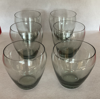 Set of 6 ''KASTRUP/COPENHAGEN'' Style Smoked Gray Cordial Cocktail Glasses MCM