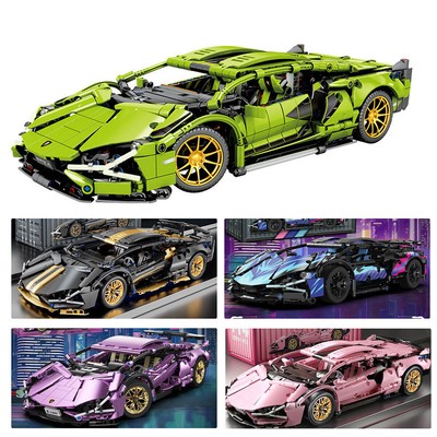 Building Blocks Technic Race Car Block Set Gold Plated Lamborghini New Sealed