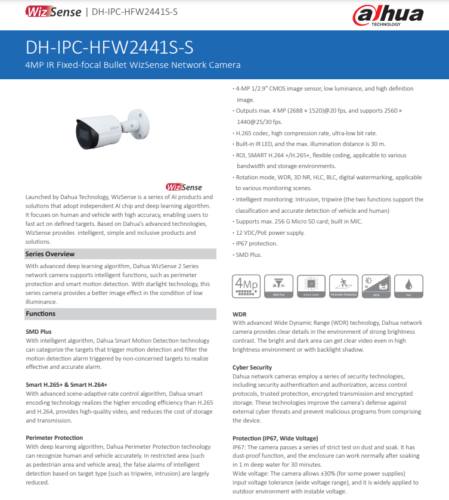 US STOCK DAHUA Original 4MP IPC-HFW2441S-S WizSense Bullet SMD Plus IP Camera - Picture 5 of 8