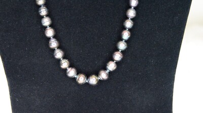 ECHTE HONORA 14k SCHWARZE SÜSSWASSERZUCHTPERLEN ''RINGED'' HALSKETTE