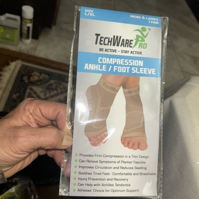 Techware Pro Compression Ankle Foot Sleeve Size L/XL 