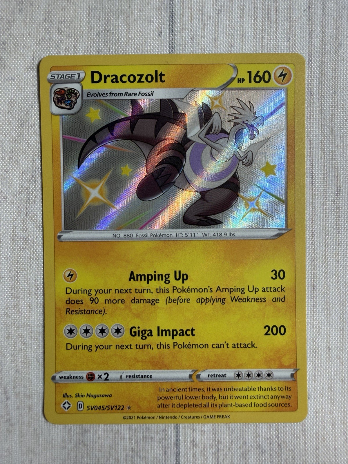 Dracozolt SV045/SV122 Shining Fates: Shiny Vault Baby Shiny Holo Rare NM