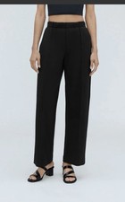 Everlane The Dream Pant Stretch Wide Leg Pintuck Trousers Black Medium Comfort