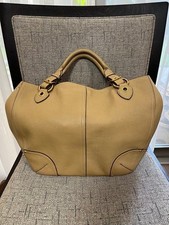 SCARPA AUTO borsa tote cammello grande vera pelle TASSA USA inclusa