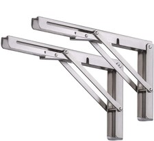 2 Pack 16 Inch Stainless Steel Folding Shelf Brackets for DIY Table Work Bench