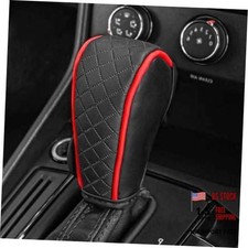 Leather Car Gear Shift Knob Cover, Anti-Slip Breathable Gear Stick Shift Red