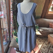 Gap Womens L Tank Dress AOP Sleeveless Geometric Pockets Boho Drawstring Flowy