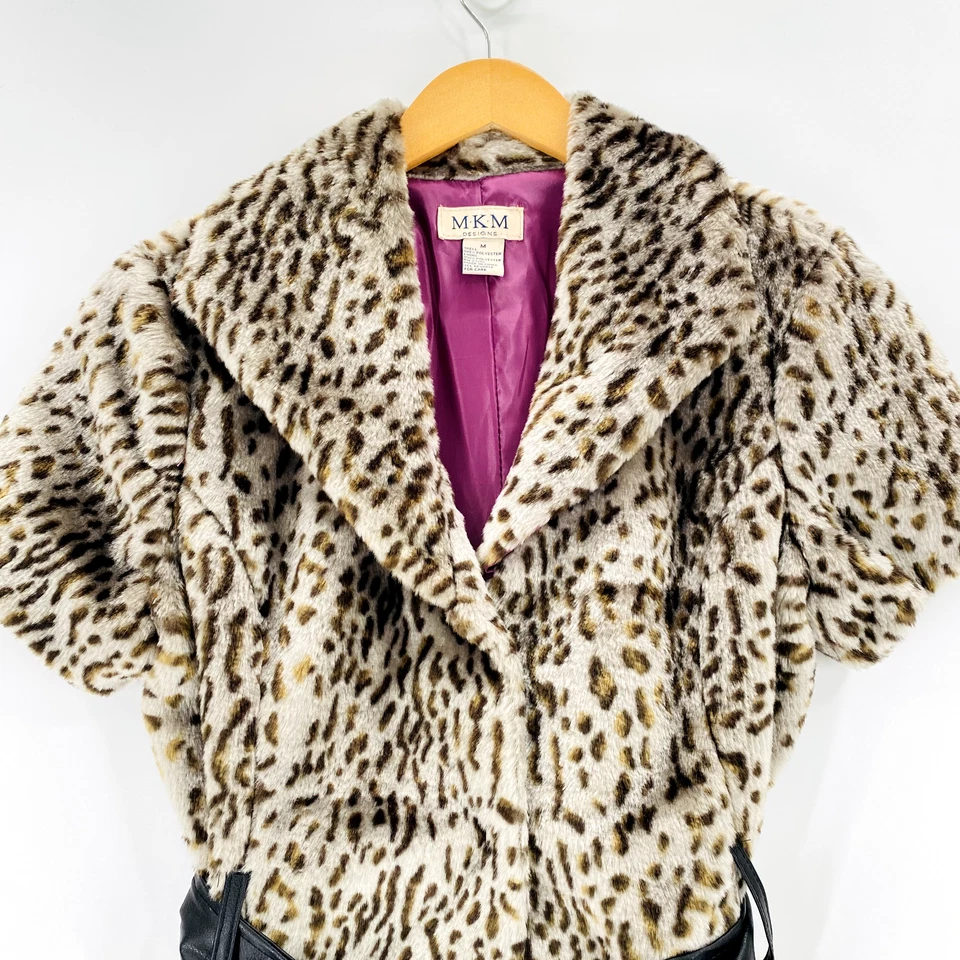 M.K.M. Top para mujer con cinturón mediano de piel sintética estampado animal Y2K moda Foto 2 de 4