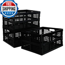 Utiao 34 Quart Collapsible Storage Bins Folding Crate Milk Crate 3 Packs