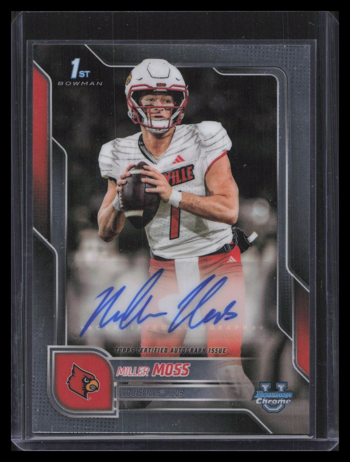 Miller Moss 2025 Bowman University Chrome #BCA-MMO Chrome Prospect Autographs