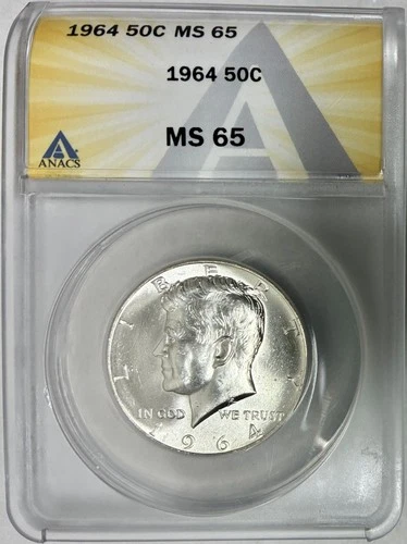 1964 Silver Kennedy Half Dollar, ANACS MS-65