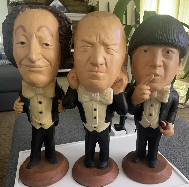Vintage The Three Stooges 3-Piece Statue Set - Larry, Curly, Moe Esco Style 15"