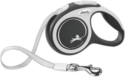 FLEXI  Comfort Nylon Tape Retractable Dog Leash, Large - 26 Feet, Grey/Black