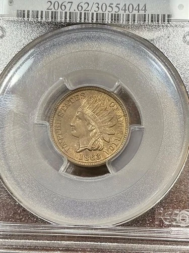 PCGS MS62 1863  INDIAN CENT NICE LUSTER TOUGH BETTER DATE