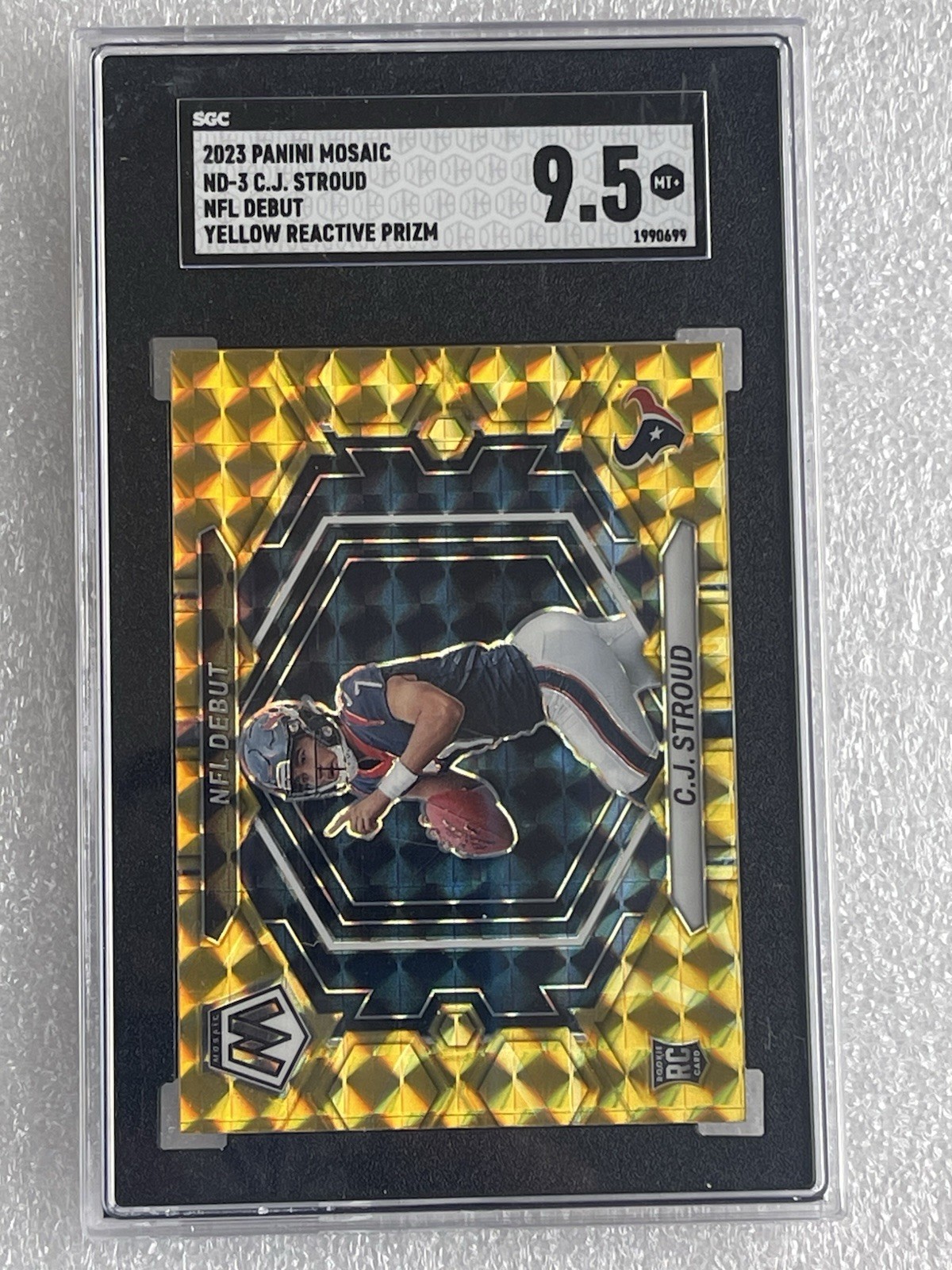 2023 Mosaic - Nfl Debut C.J. Stroud Reactive Yellow Mosaic Prizm (RC)SGC 9.5