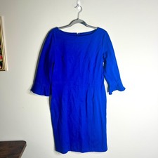 Talbots Royal Blue Sheath Dress Modest Career Wedding Guest Dress 3/4 Sleeve 10P
