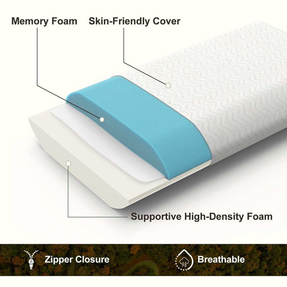Travel Pillow, Memory Foam Pillow Compressible Camping Pillow with Washable C