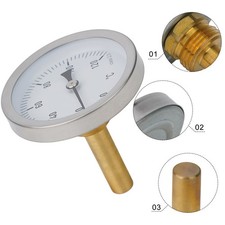 Bimetal Thermometer Thermometer 1/2" Axial Screw-in Bimetallic Heating 120 C