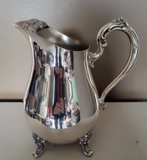 Vtg Countess Silver Plated Water Pitcher 9” w Ice Lip (6217) & Napkin Holder