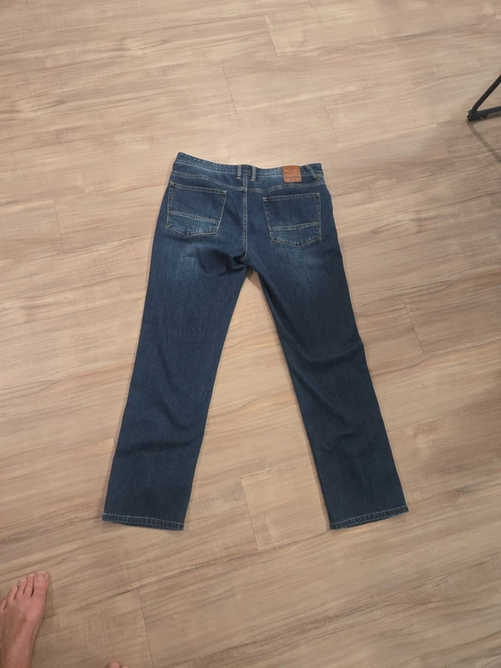 Мужские джинсы Tommy Bahama 34x32 синие темные вареные прямые штанины эластичные из денима - Изображение 3 из 4