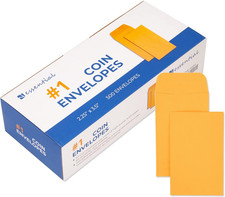 500 Coin Envelopes 2 25 x 3 5 Yellow with Gummed Flap for Small Parts