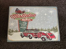 Retro Wooden Standing Wooden Sign MISTLETOE HOTEL THE COZIEST PLACE TO BE. NWT