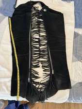 Black Suede Full Chaps with Fringe and Zipper for Adult Equine show