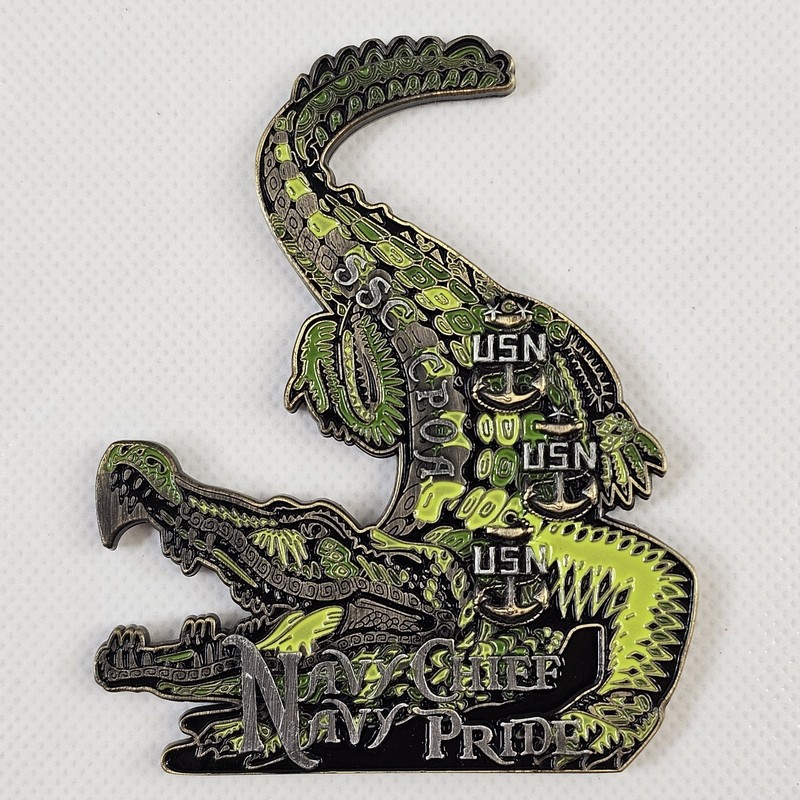 USN Leadership In Swamp Navy Chief Pride Gator Crocodile SSC CPOA Challenge Coin