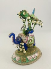 Vintage Miniature Indian Silver & Enamel Royal Elephant Figurine (enamel Loss)
