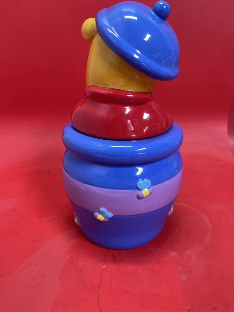 Vintage Disney Winnie the Pooh Cookie Jar – In Honey Pot – Blue