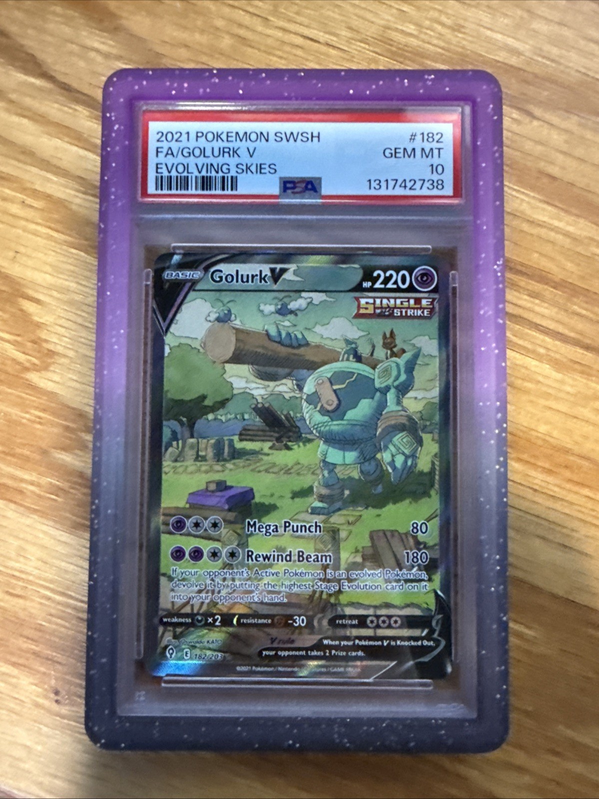 2021 POKEMON SWORD & SHIELD EVOLVING SKIES #182 FULL ART/GOLURK V PSA 10