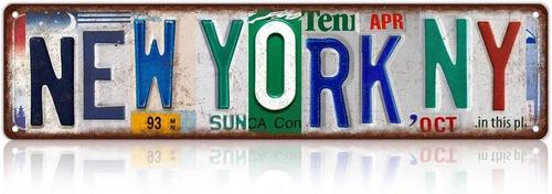 Vintage City Street Sign New York,Ny Wall Decor Metal Tin Signs for Bar Home Bed