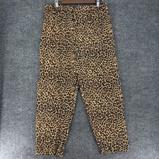 Leopard Print stretch waist pants womens Large high rise animal brown classic