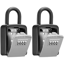 Key Lock Box 4-Digit Combination Key Storage Lockbox Portable Wall Mounted Se...