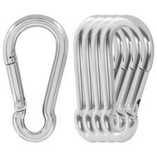 5 Pack M6 Stainless Steel Carabiner Clips - Heavy Duty Spring Snap Hooks