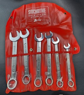 Vintage Sidchrome set of 6 short Ring Open End Spanners AF in original roll