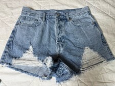 PacSun High Rise Denim Shorts Women's Size 27 Distressed Raw Hem