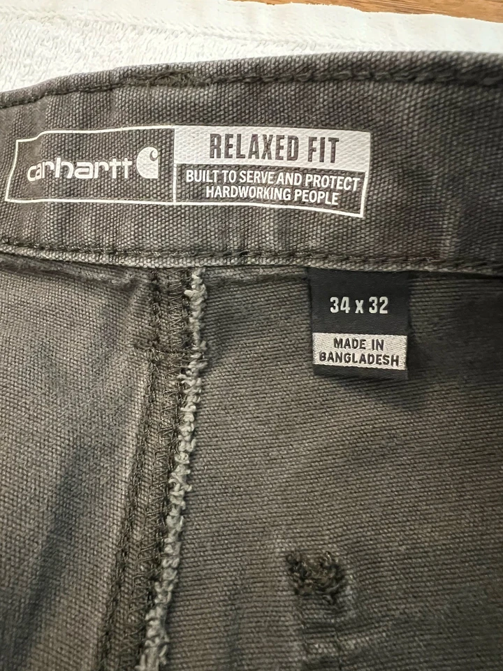 Pantalones de Trabajo Carhartt Calce Relajado Doble Frontal Para Hombre 34x32 Negro Lona Carbón Foto 3 de 3