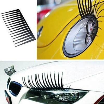 2 Stück Schwarz Auto Wimpern Aufkleber Wimpernaufkleber Universal für Scheinwerfer Körper Dekor