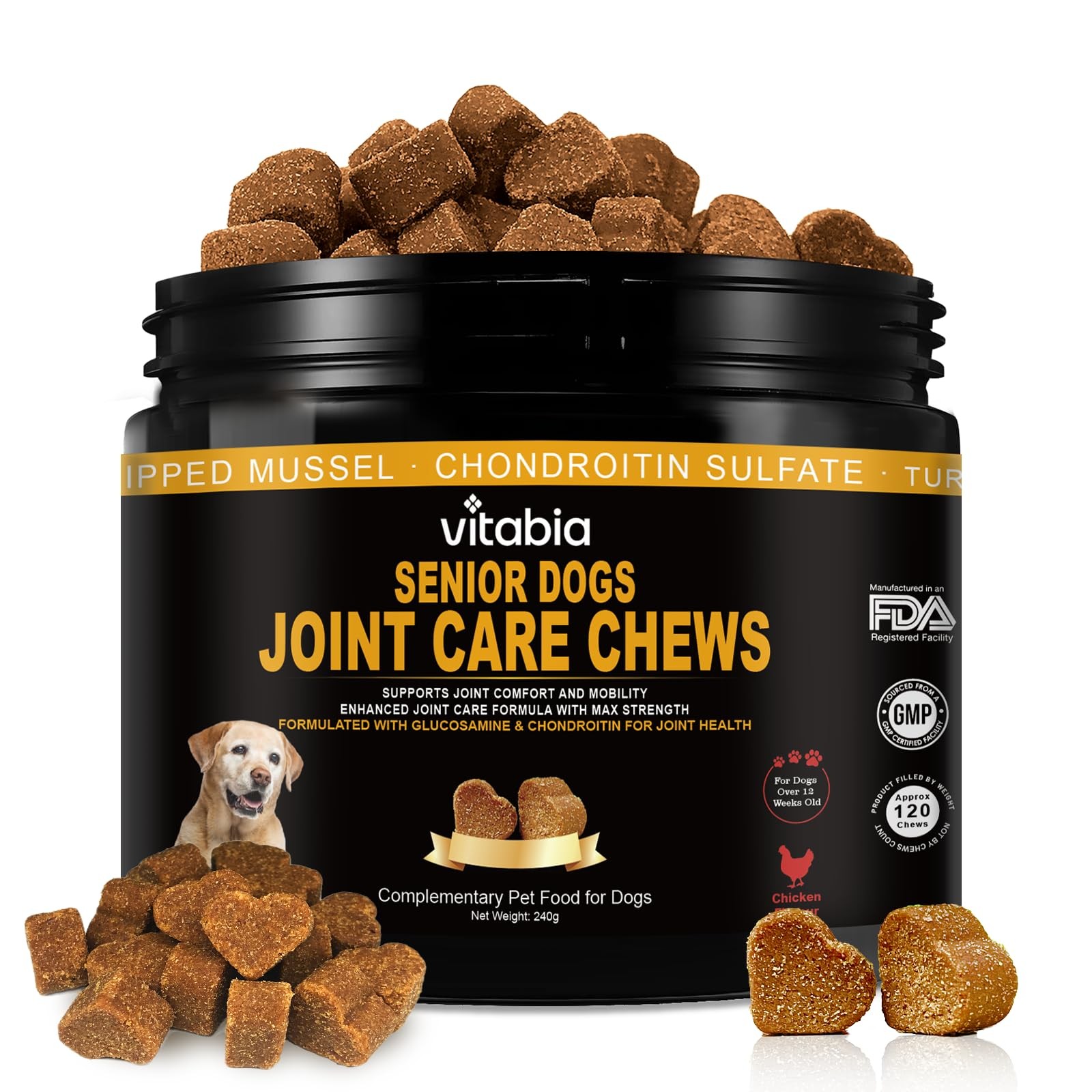 Senior Dog Joint Supplements with Glucosamine Chondroitin MSM Hip & Joint