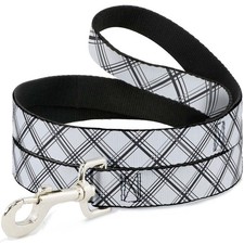 Dog Leash 6-FEET Plaid X White/Gray