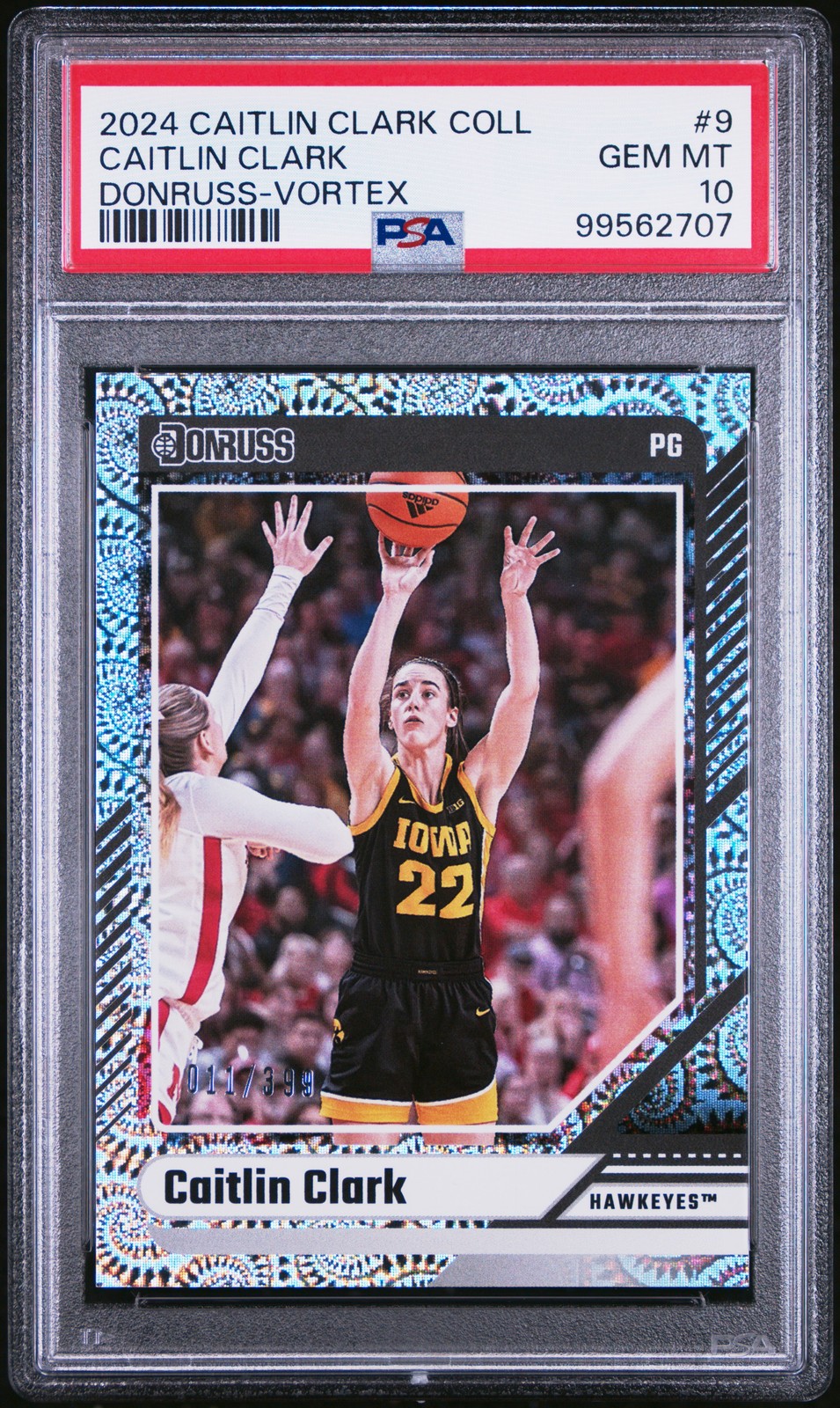 2024 PANINI CC COLLECTION DONRUSS VORTEX CAITLIN CLARK ROOKIE RC 11/399 PSA 10
