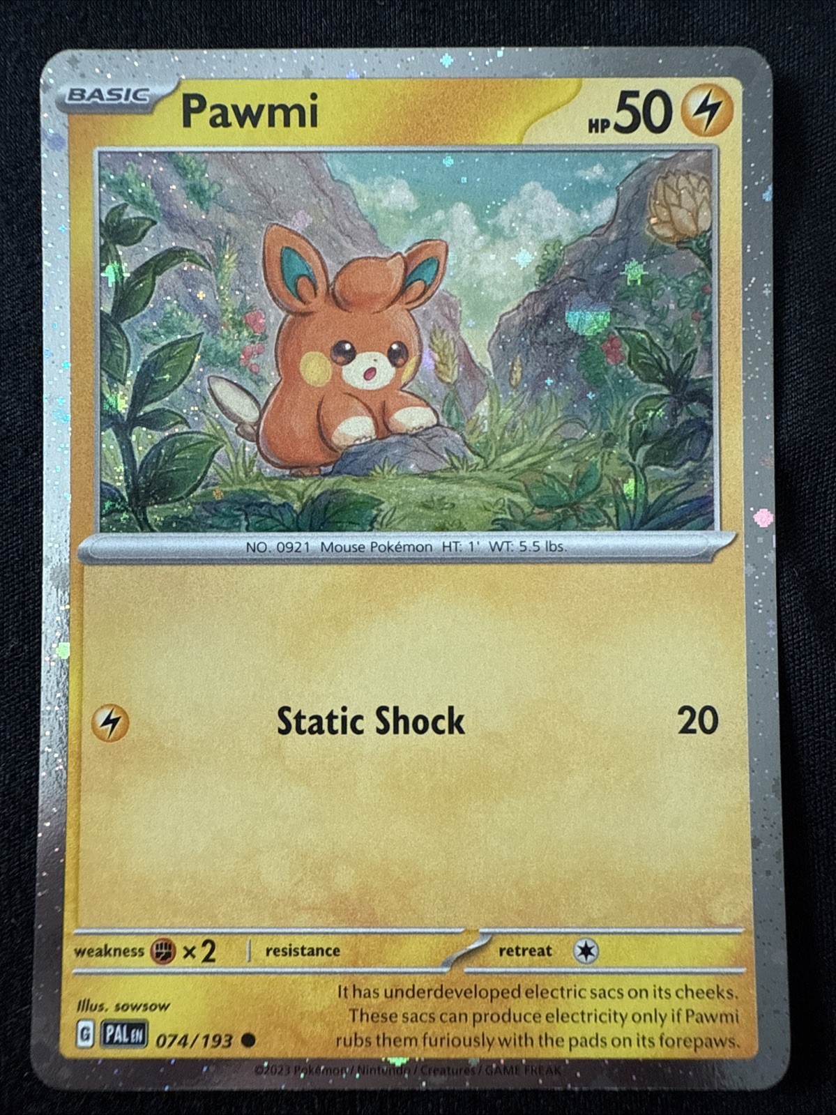 Pokémon TCG Paldea Evolved Pawmi Cosmos Holo 074/193 NM