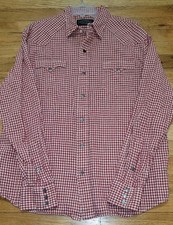 VTG Polo Country Western Shirt Mens XL, Steel Snap Yoke Red Check Ralph Lauren