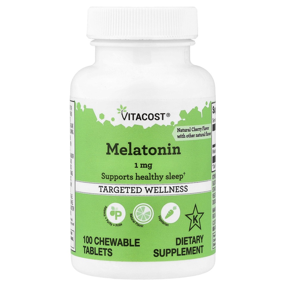Melatonin, Natural Cherry, 1 mg, 100 Chewable Tablets