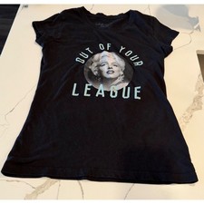 Marilyn Monroe Out Of Your League Graphic T-Shirt Black Womens Medium Sam Shaw