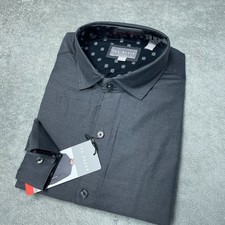 Ted Baker Men's M Black Herringbone Button-Up Long Sleeve Shirt L1299